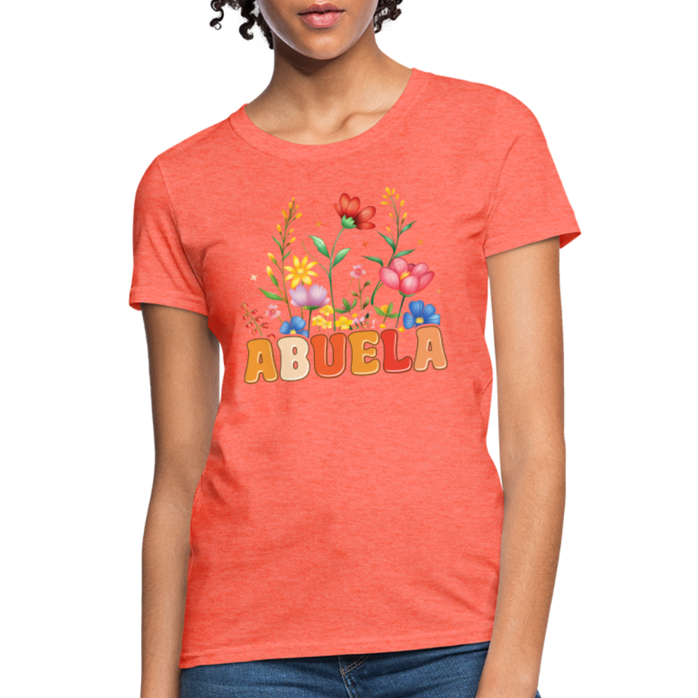 Abuela Women's T-Shirt with Floral Design - heather coral