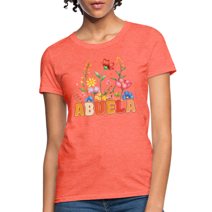 Abuela Women's T-Shirt with Floral Design - heather coral