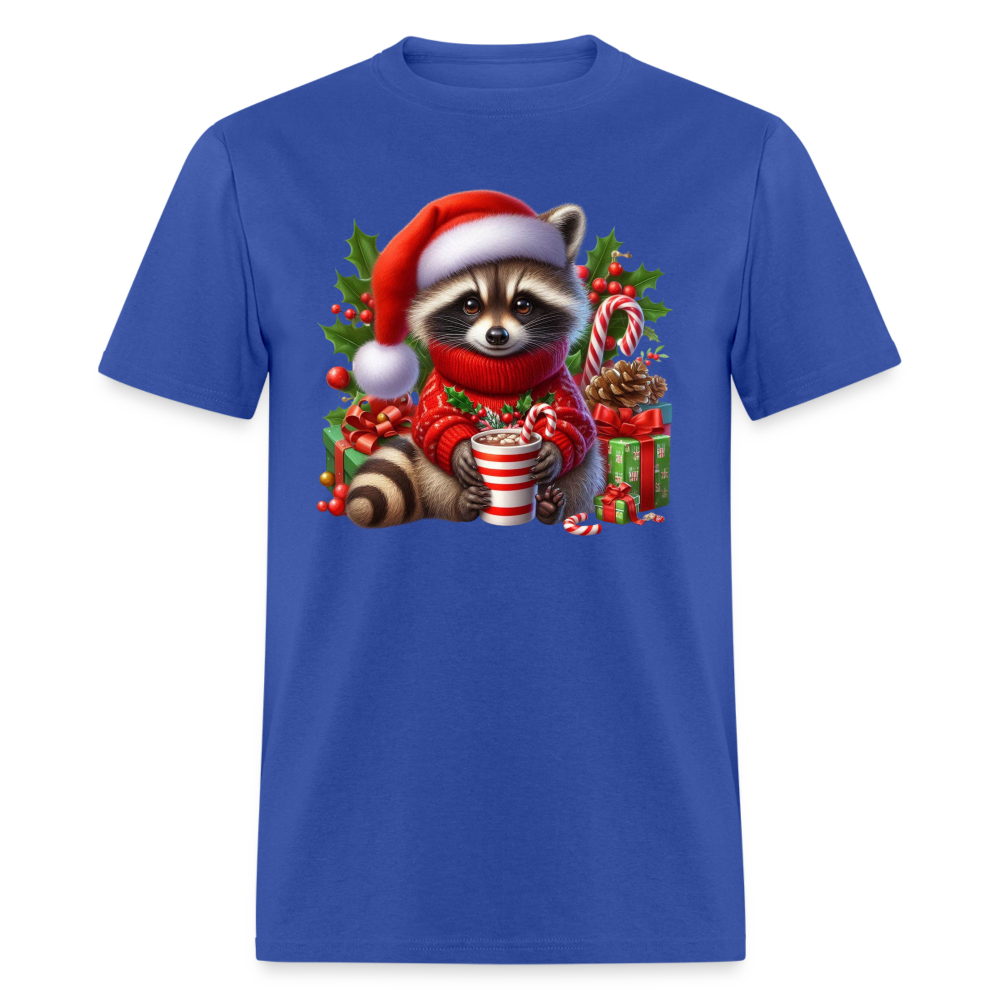 Christmas Cute Feral Raccoon T-Shirt - royal blue