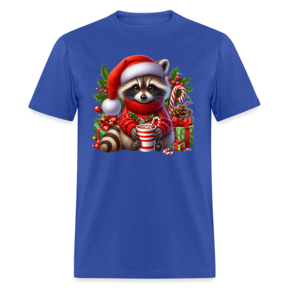 Christmas Cute Feral Raccoon T-Shirt - royal blue