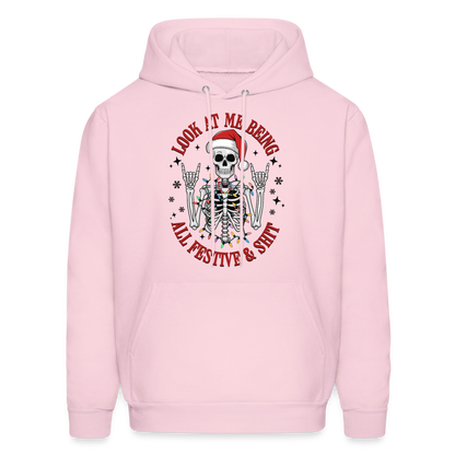 Look At Me Being All Festive and Shit (Christmas) Hoodie - pale pink