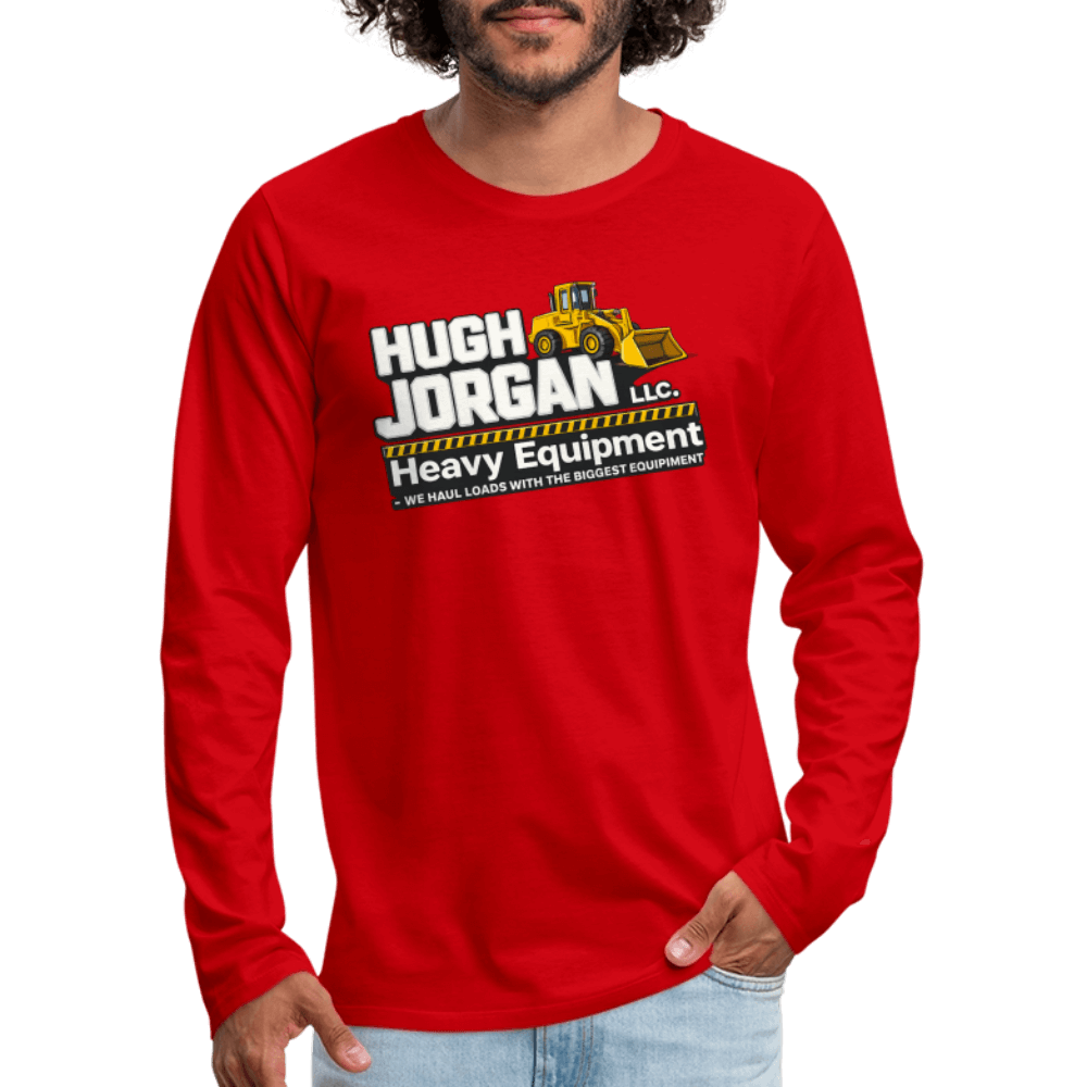 Hugh Jorgan Men's Long Sleeve T-Shirt – Funny Adult Humor Shirt Color: black