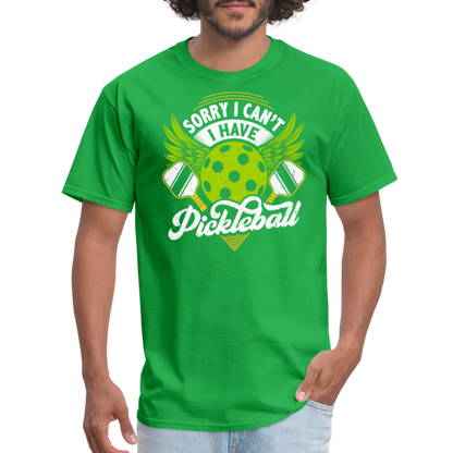 Sorry I can't I Have Pickleball T-Shirt - bright green