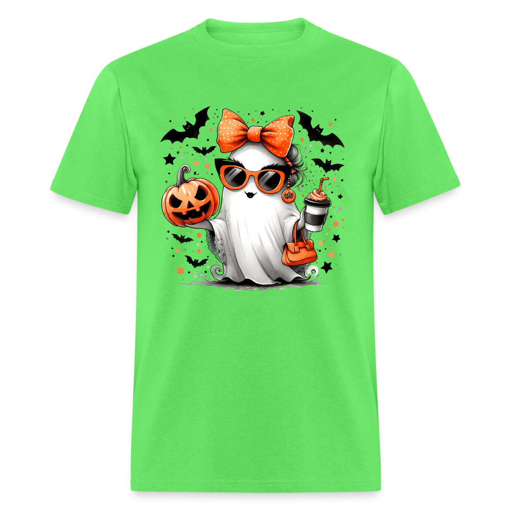 Cute Halloween Ghost with Pumpkins and Bats T-Shirt - kiwi