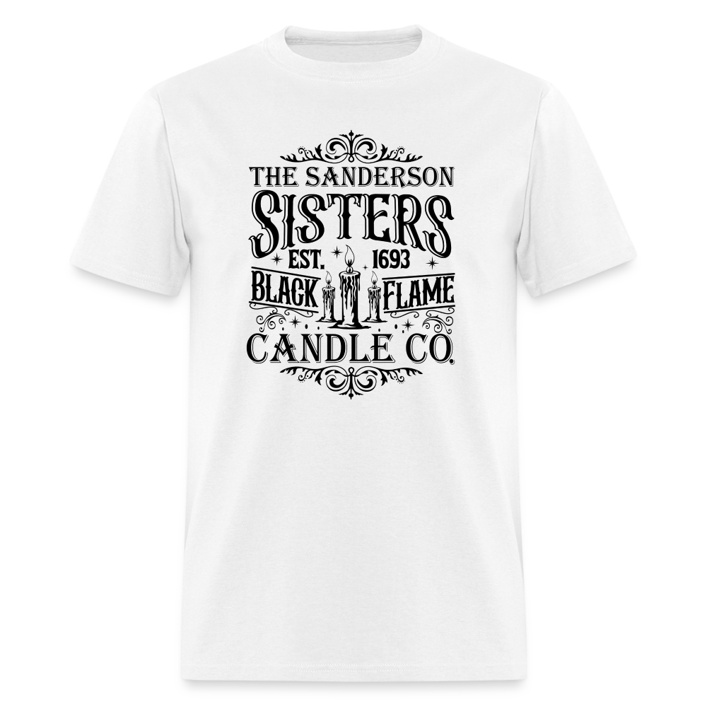 The Sanderson Sisters Black Flame Candle Co. T-Shirt (Halloween) - white