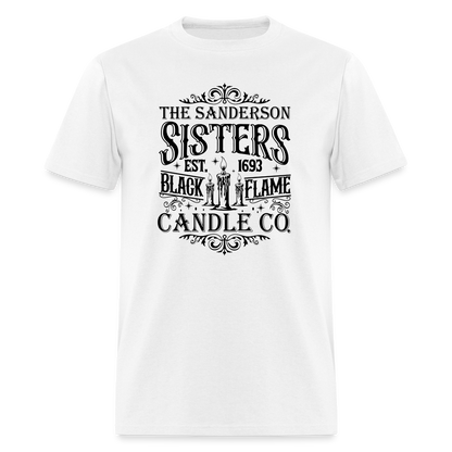 The Sanderson Sisters Black Flame Candle Co. T-Shirt (Halloween) - white