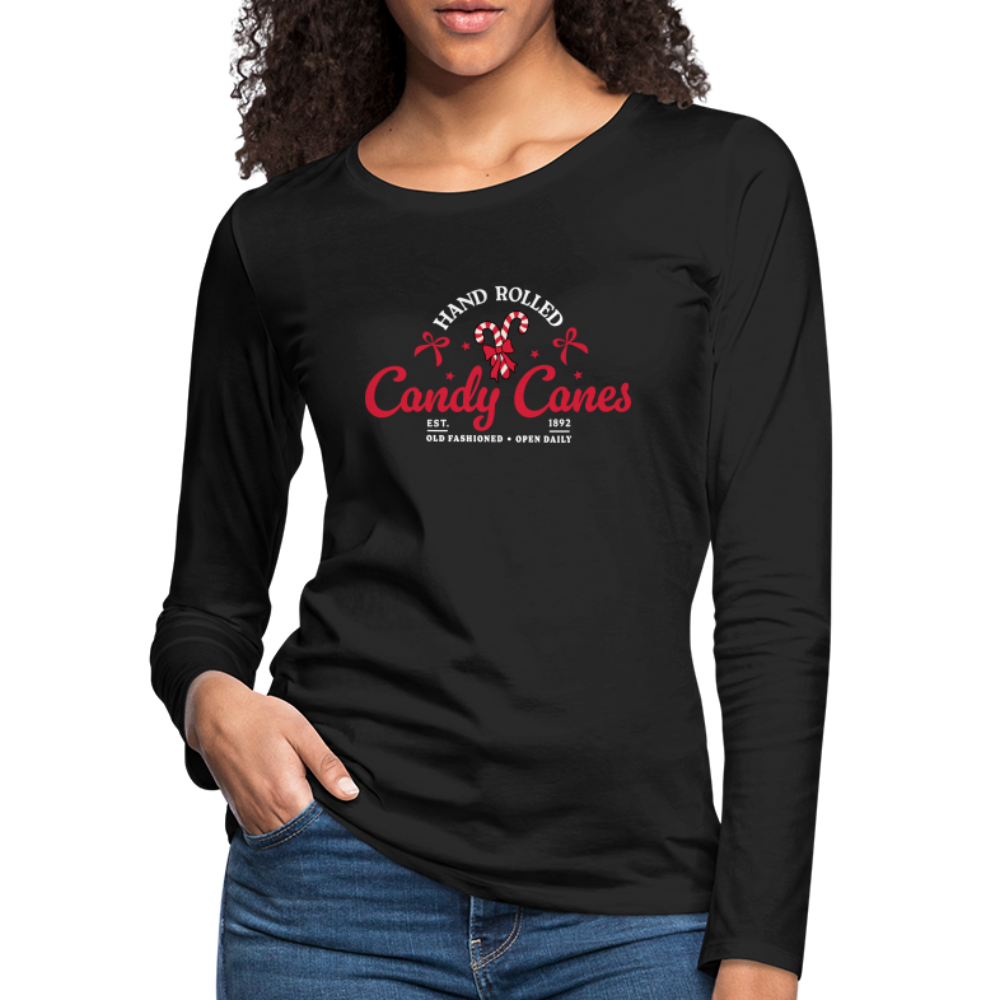 Hand Rolled Candy Canes Women's Premium Long Sleeve T-Shirt - black