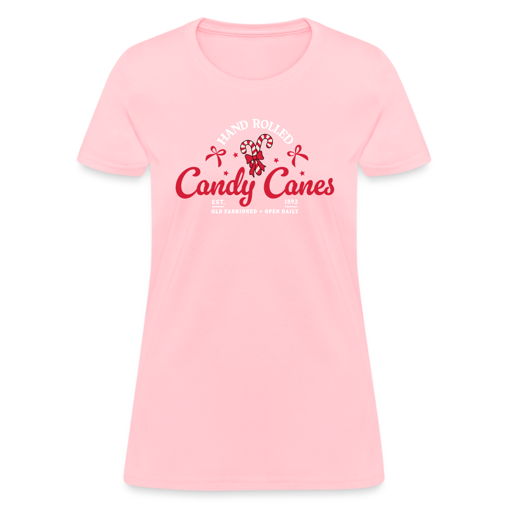 Hand Rolled Candy Canes Women's Contoured T-Shirt - pink