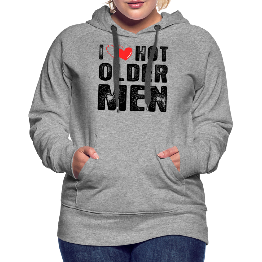 I Heart Hot Older Men (I Love Hot Older) Men Women’s Premium Hoodie - heather grey