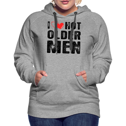 I Heart Hot Older Men (I Love Hot Older) Men Women’s Premium Hoodie - heather grey