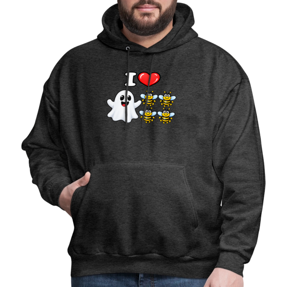 I Heart Boo Bees Hoodie – Funny Halloween Adult Humor - charcoal grey