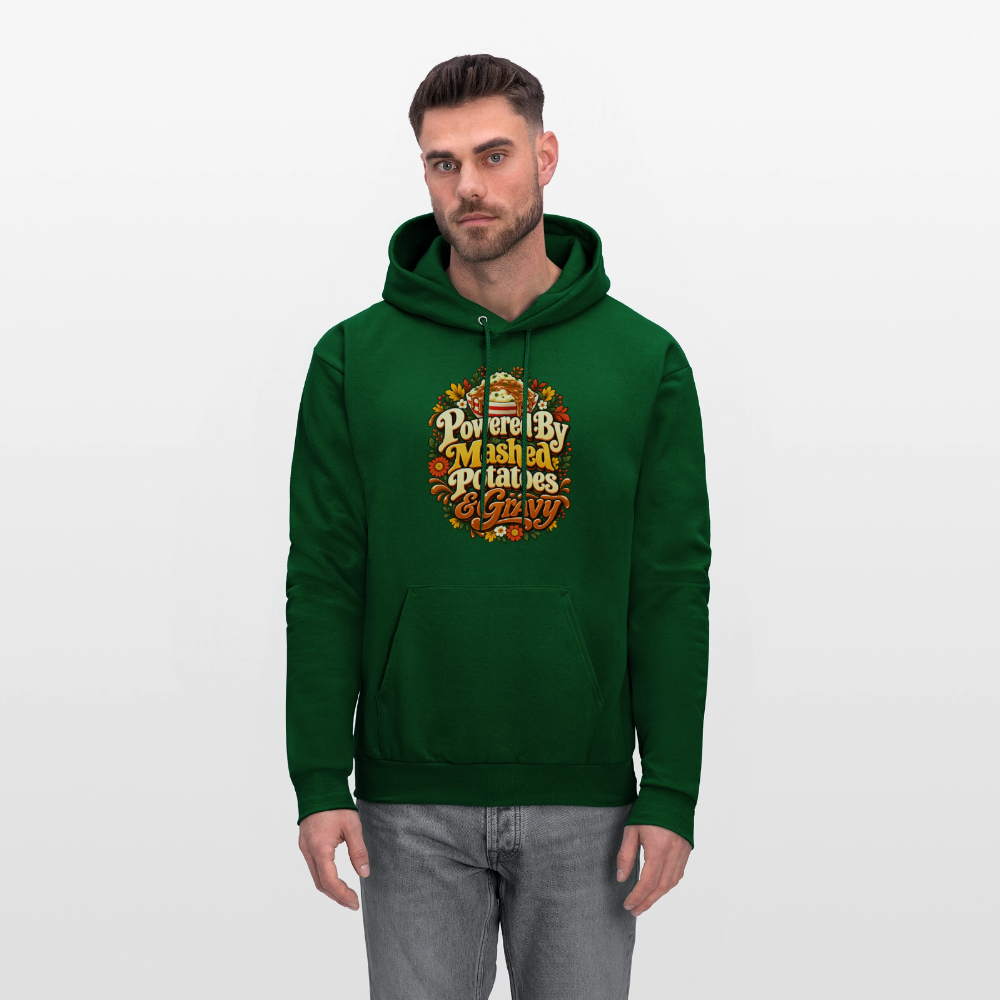Powered by Mashed Potatoes & Gravy – Fall Floral Hoodie - forest green