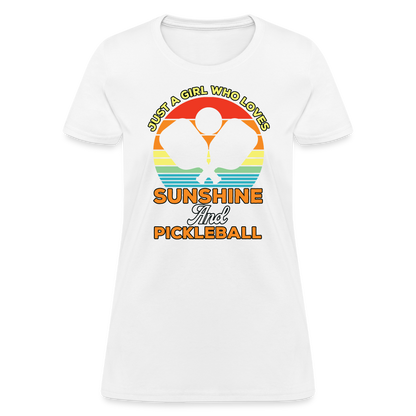 Just A Girl Who Loves Sunshine and Pickleball Women's Contoured T-Shirt - white