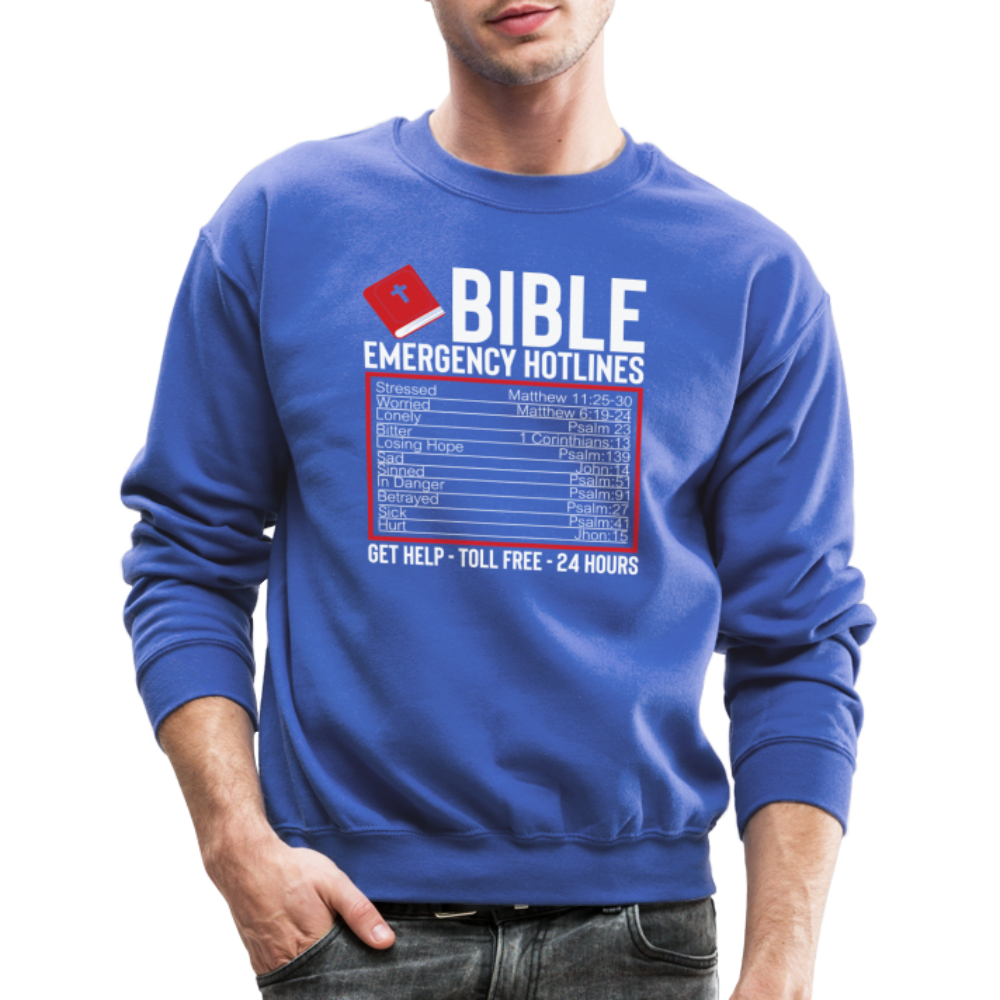 Bible Emergency Hotline (Scriptures) Sweatshirt - royal blue