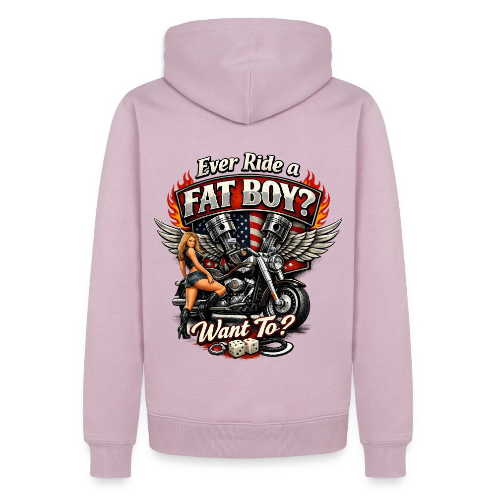 Ever Ride A Fat Boy Want To Funny Biker Hoodie (Front & Back) Color: Royal Blue