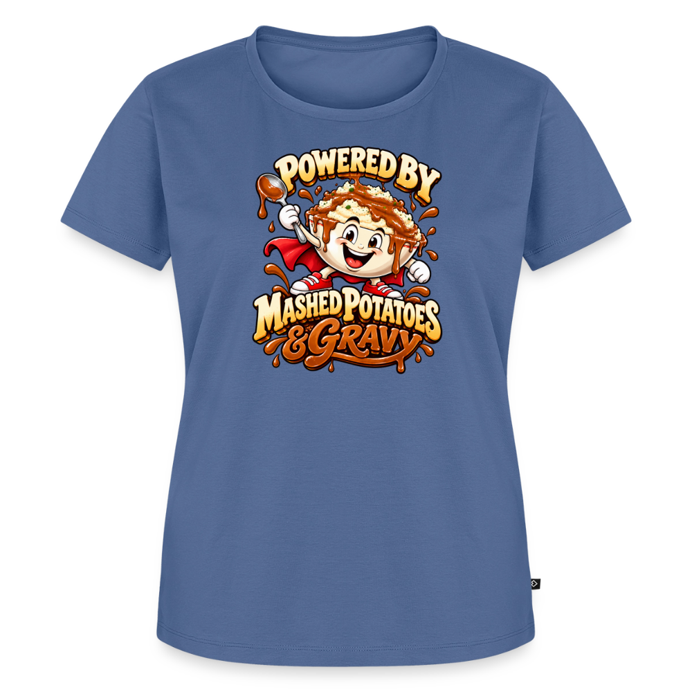 Powered by Mashed Potatoes & Gravy – Superhero Women’s Premium T-Shirt - stone blue 