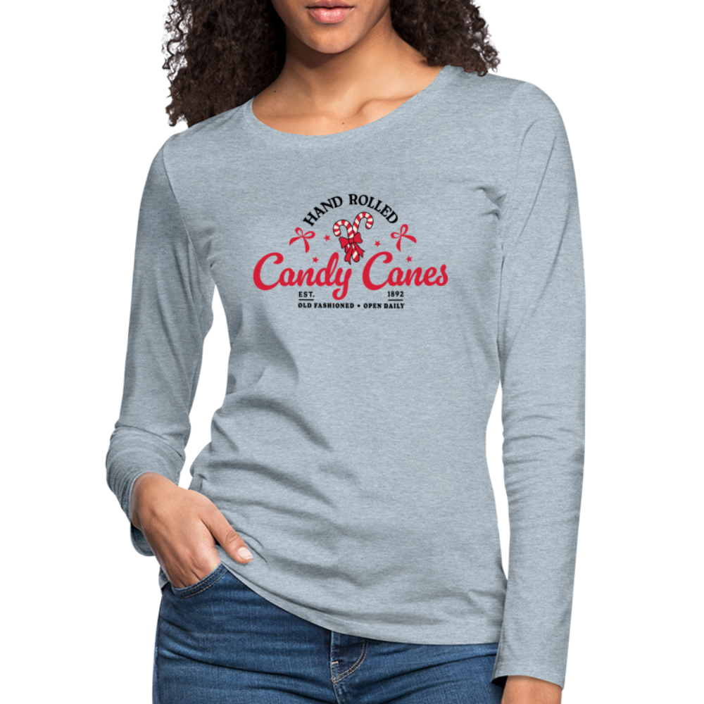 Hand Rolled Candy Canes Women's Premium Long Sleeve T-Shirt - heather ice blue