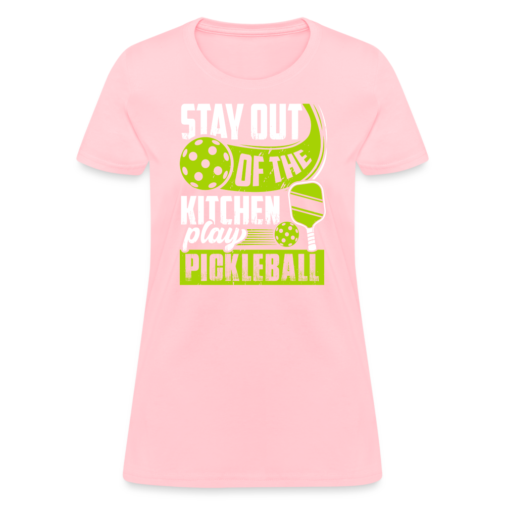 Stay Out Of The Kitchen Play Pickleball Women's Contoured T-Shirt - pink