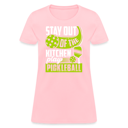 Stay Out Of The Kitchen Play Pickleball Women's Contoured T-Shirt - pink