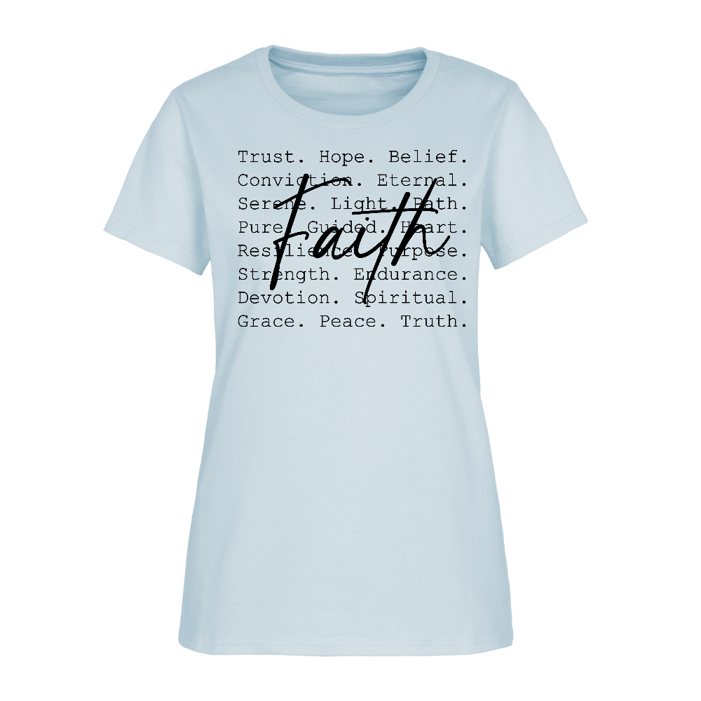 Faith Words Women's T-Shirt - light blue