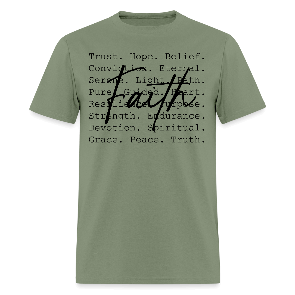 Faith Word Art Inspirational T-Shirt - military green