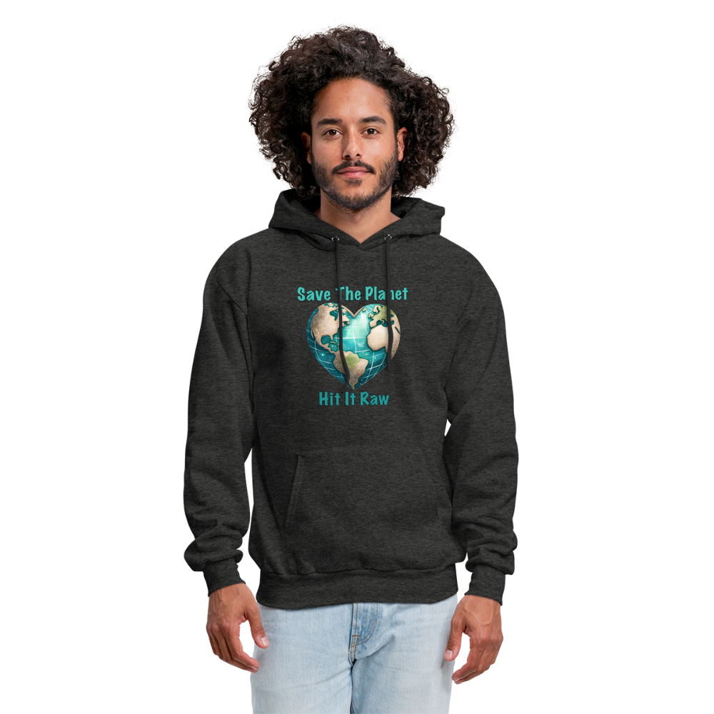 Save The Planet Hit It Raw Hoodie (Funny Environmental Awareness) - charcoal grey