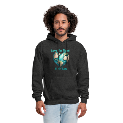 Save The Planet Hit It Raw Hoodie (Funny Environmental Awareness) - charcoal grey