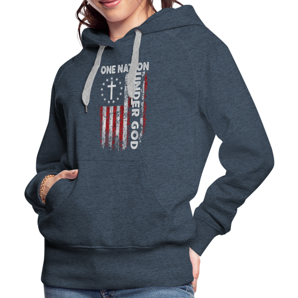 One Nation Under God Women’s Premium Hoodie - heather denim