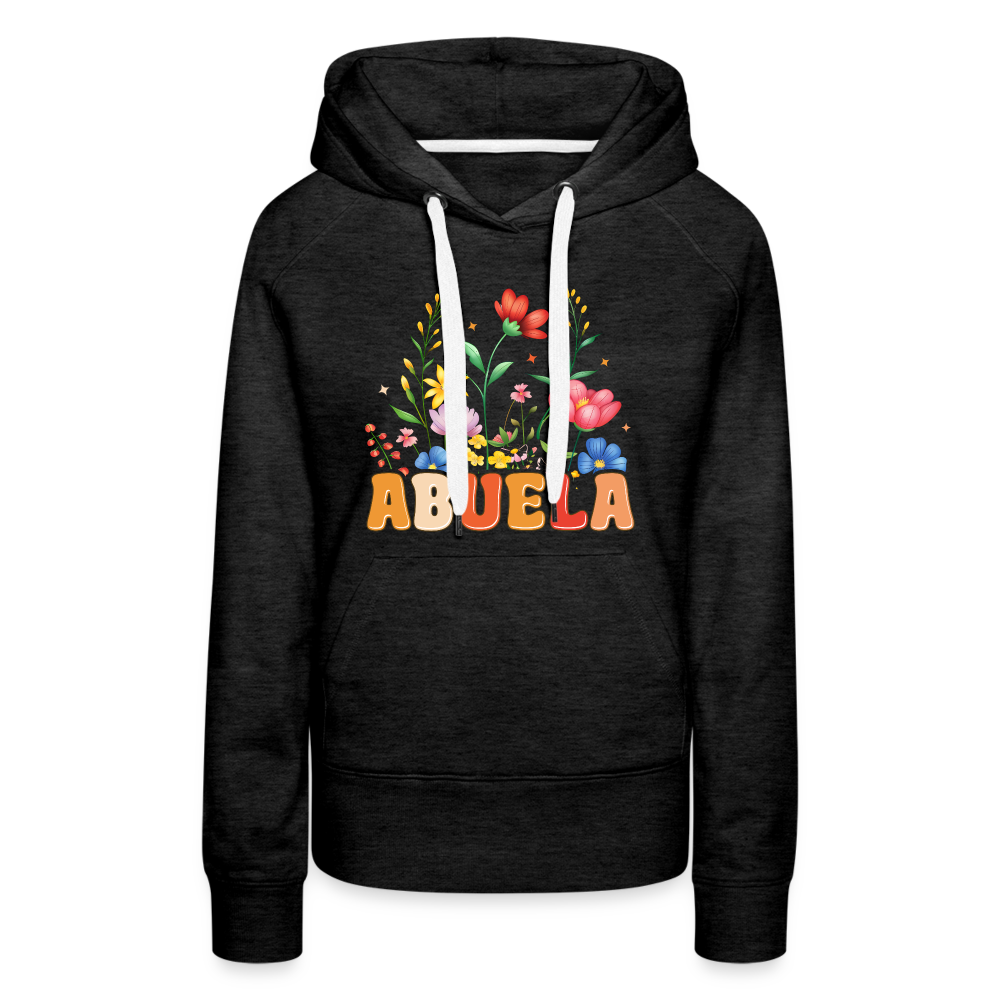 Abuela Women’s Premium Hoodie with Floral Design - charcoal grey