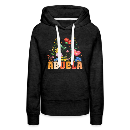 Abuela Women’s Premium Hoodie with Floral Design - charcoal grey