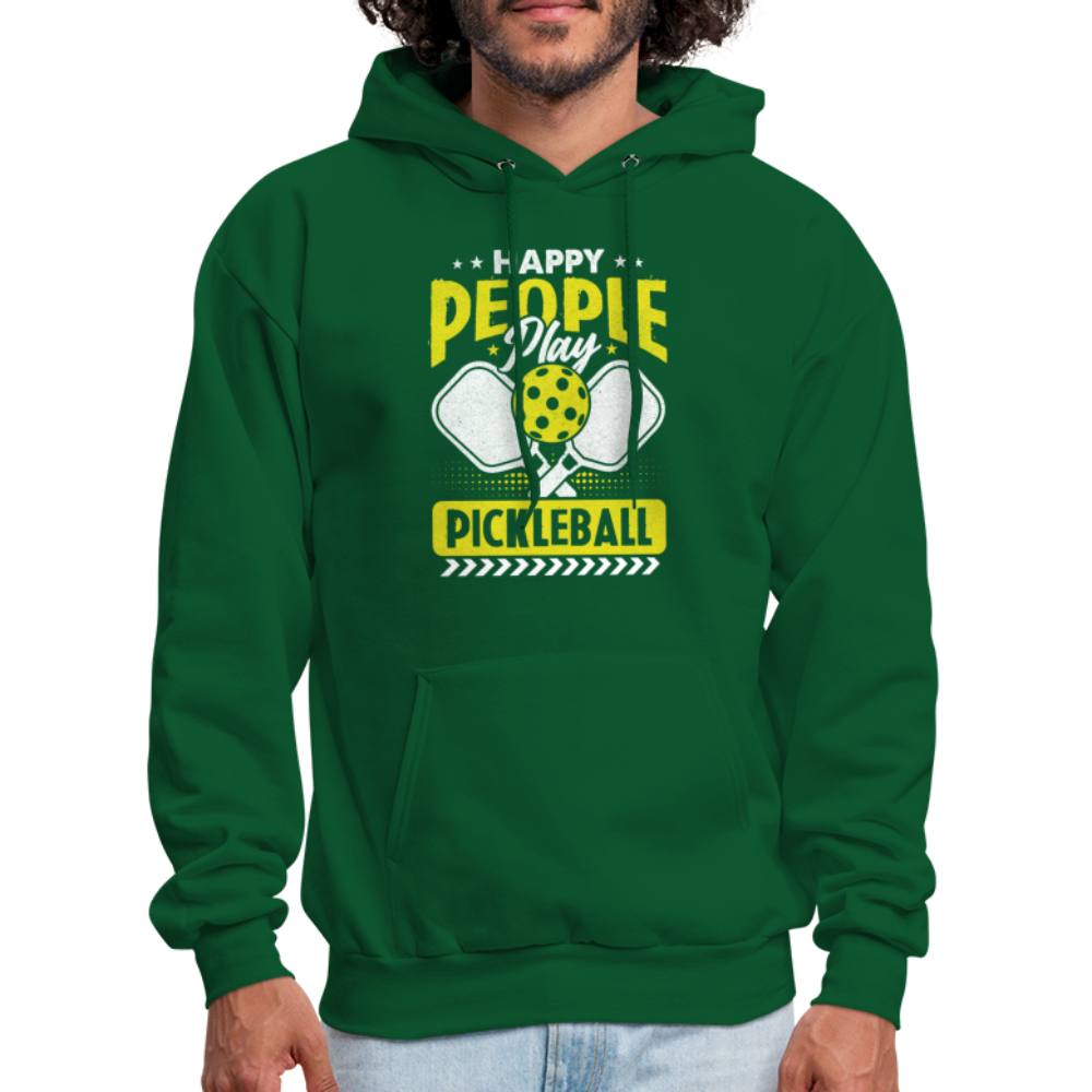 Happy People Play Pickleball Hoodie - forest green