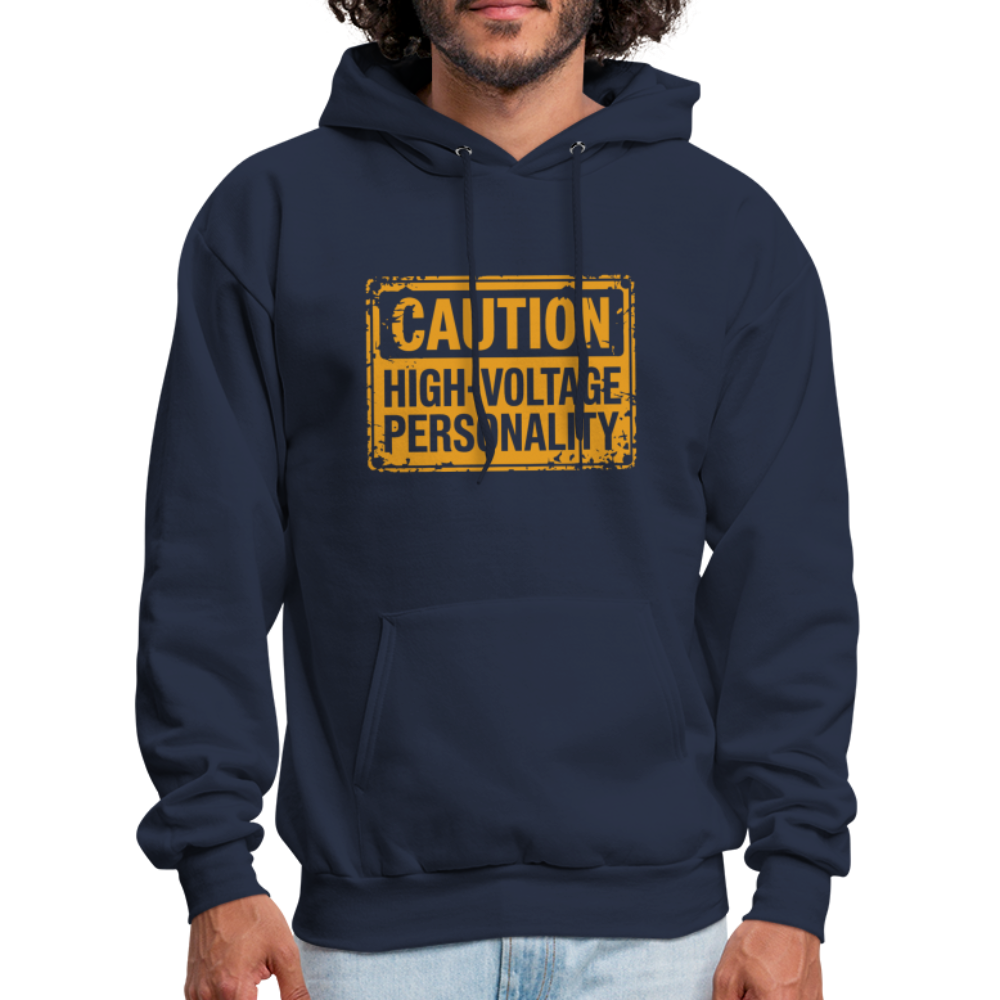 Caution High Voltage Personality Hoodie - navy