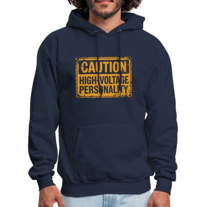 Caution High Voltage Personality Hoodie - navy