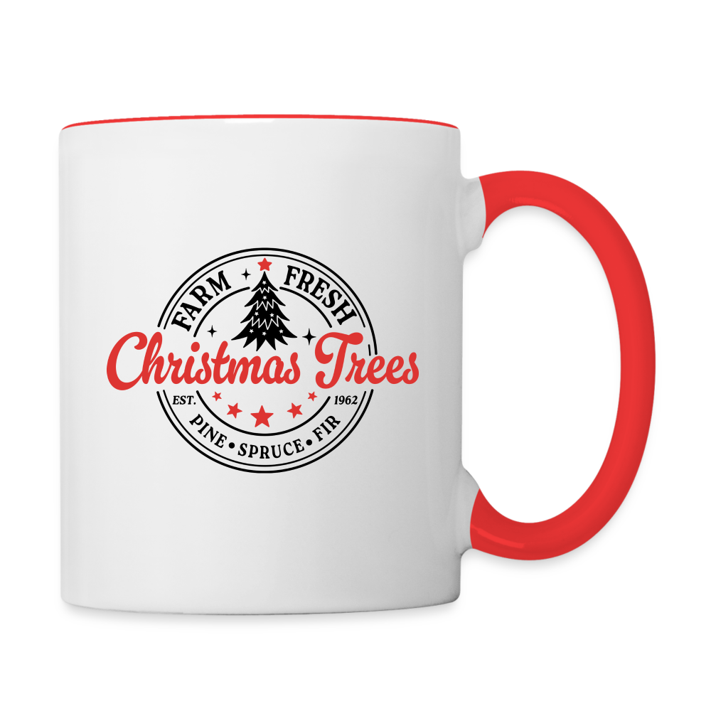 Farm Fresh Christmas Trees Coffee Mug - Color: white/red