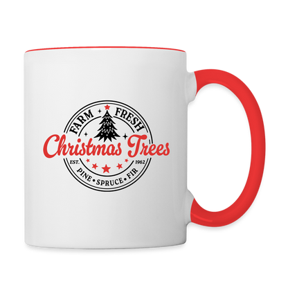 Farm Fresh Christmas Trees Coffee Mug - Color: white/red