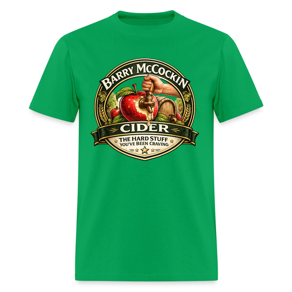 Barry McCockin Cider Funny Graphic T-Shirt Color: Bright Green