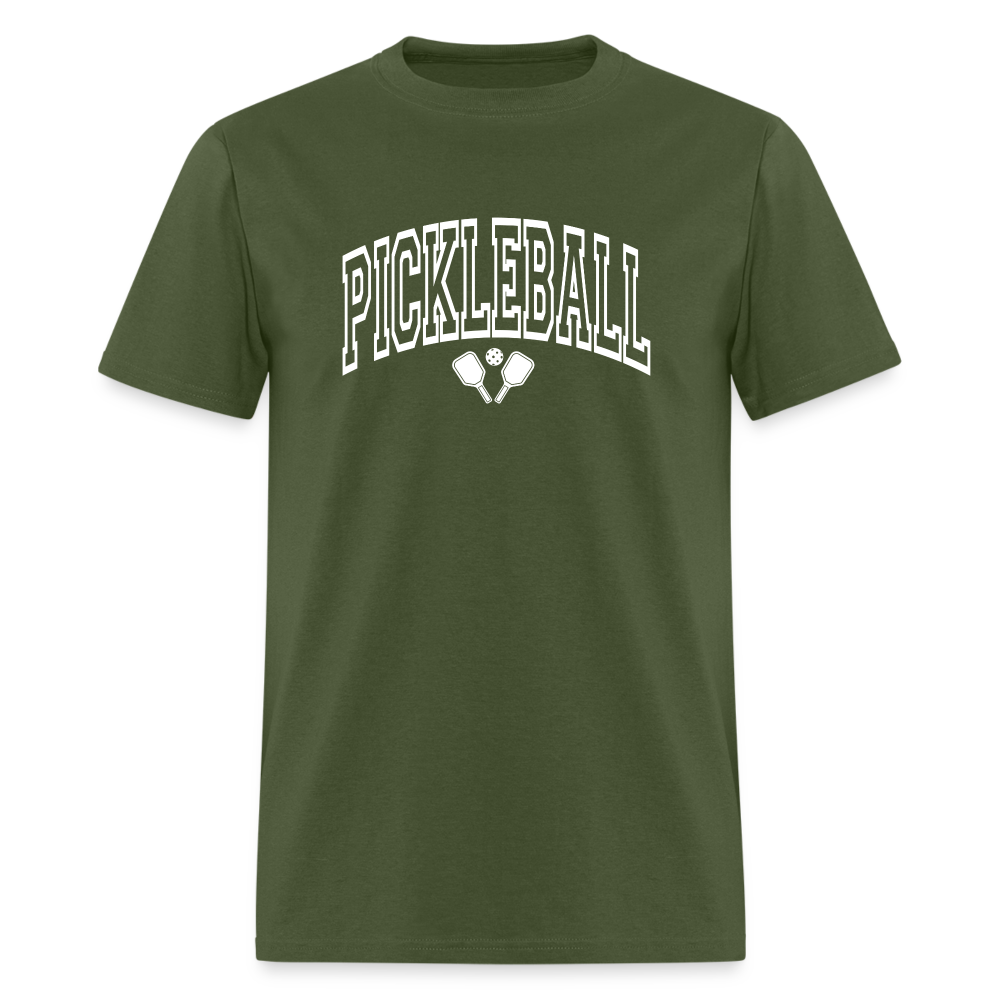 Pickleball T-Shirt (White Arch Letters) - military green