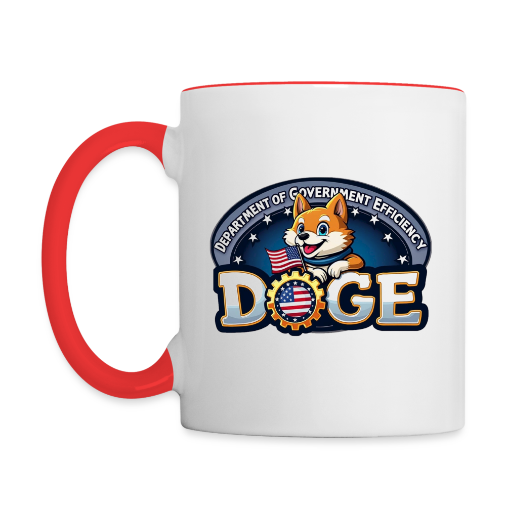 DOGE Logo (Dept of Government Efficiency) Coffee Mug - white/red