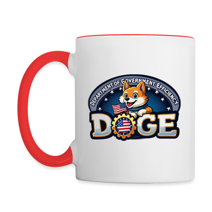 DOGE Logo (Dept of Government Efficiency) Coffee Mug - white/red