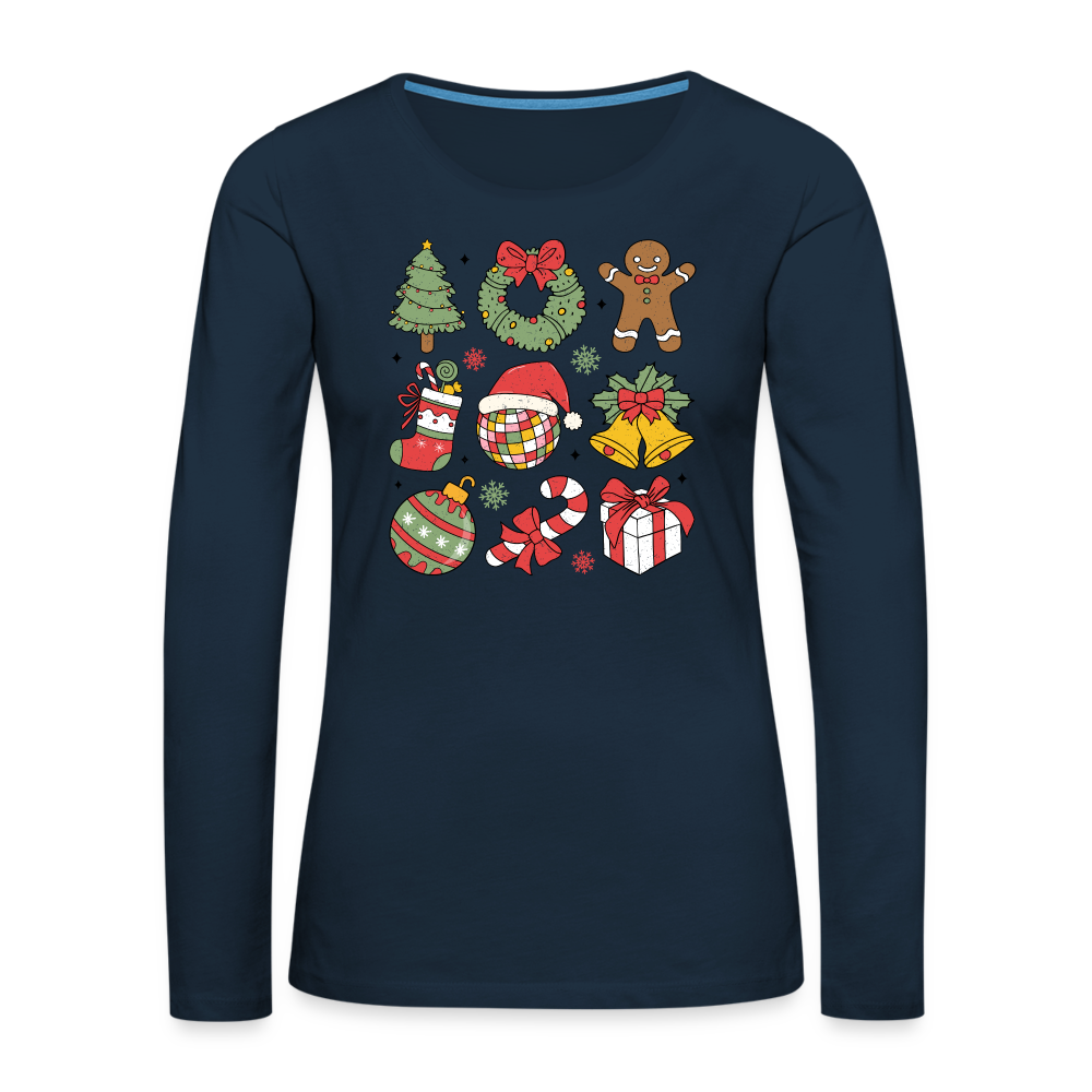 Christmas Holiday Season Women's Premium Long Sleeve T-Shirt - deep navy