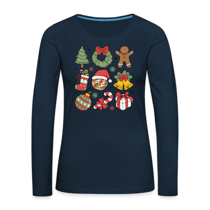 Christmas Holiday Season Women's Premium Long Sleeve T-Shirt - deep navy