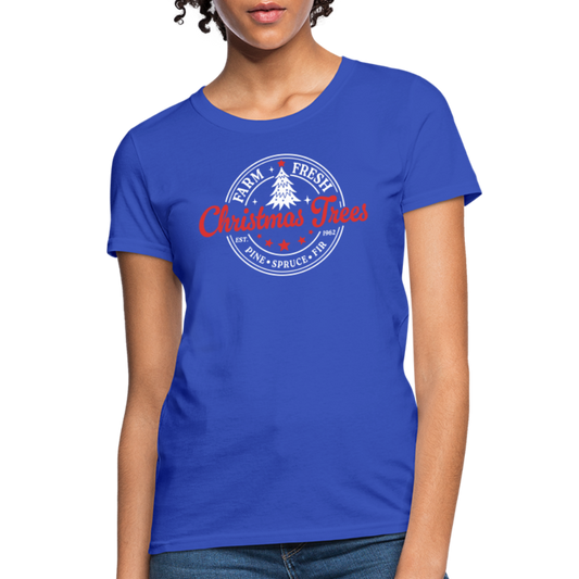 Farm Fresh Christmas Trees Women's Contoured T-Shirt - royal blue