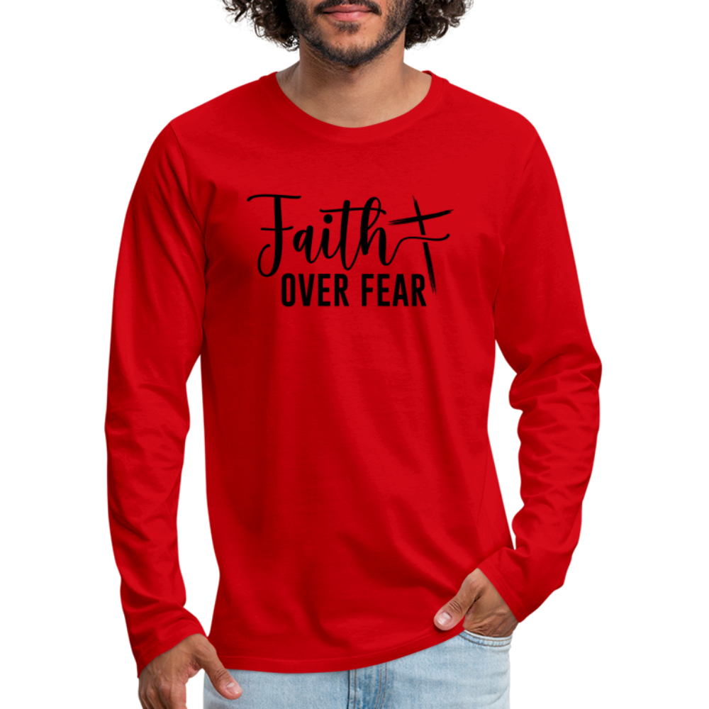 Faith Over Fear Men's Premium Long Sleeve T-Shirt - red