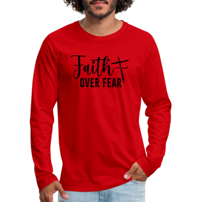 Faith Over Fear Men's Premium Long Sleeve T-Shirt - red