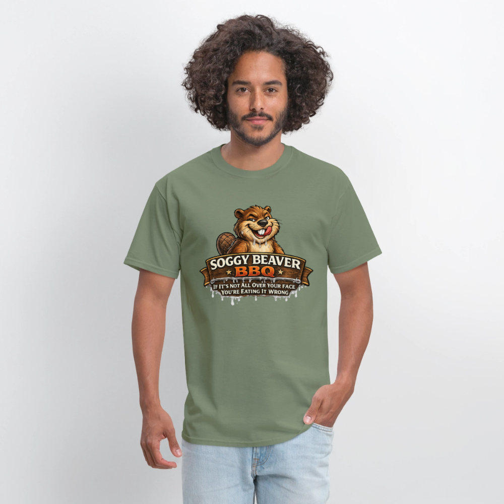 Soggy Beaver BBQ Funny Graphic T-Shirt Color: Rock