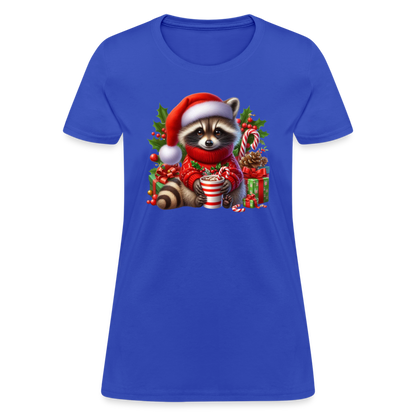 Christmas Cute Feral Raccoon Women's Contoured T-Shirt - royal blue