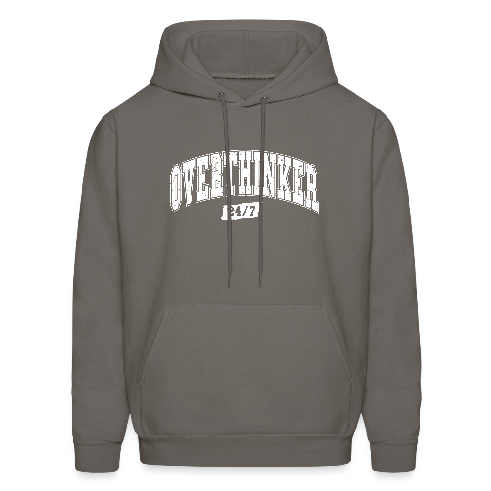 Overthinker 24/7 Funny Hoodie – White Arched Letters - asphalt gray
