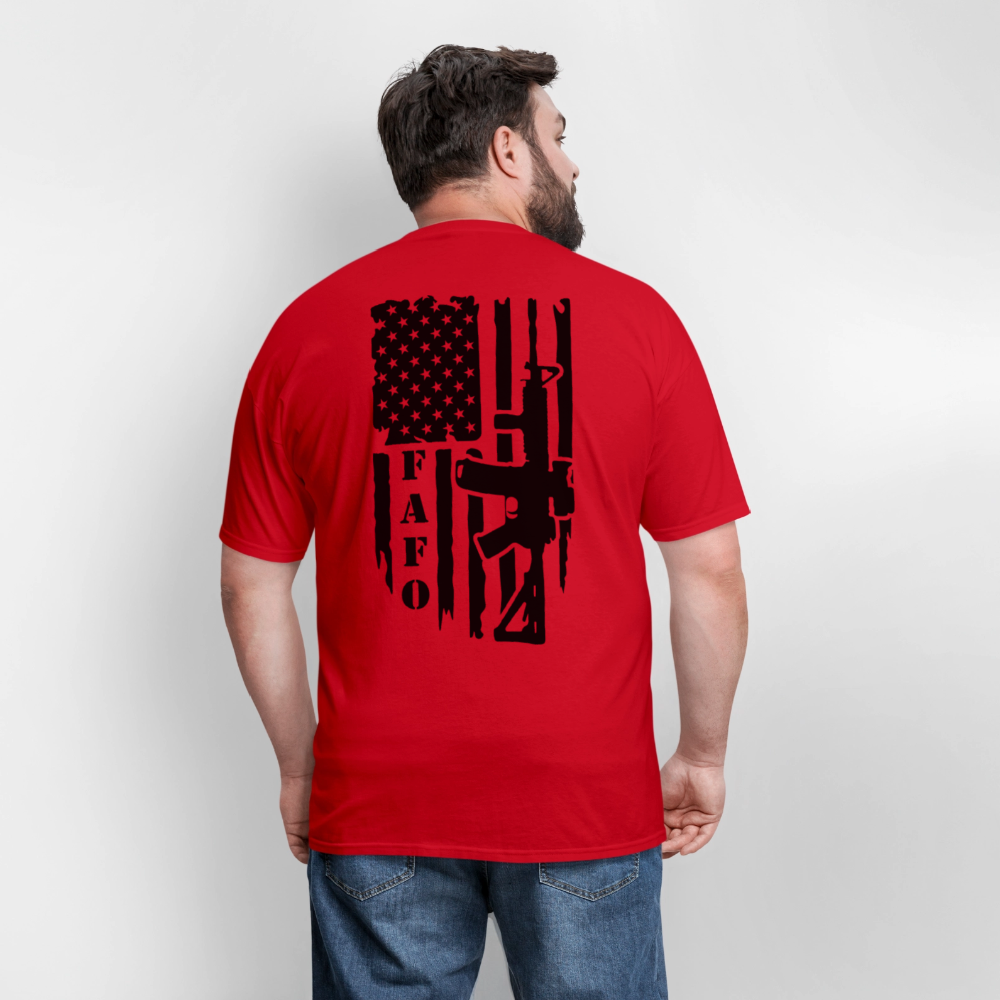 FAFO T-Shirt – AR-15 & American Flag Back Print Color: heather gray