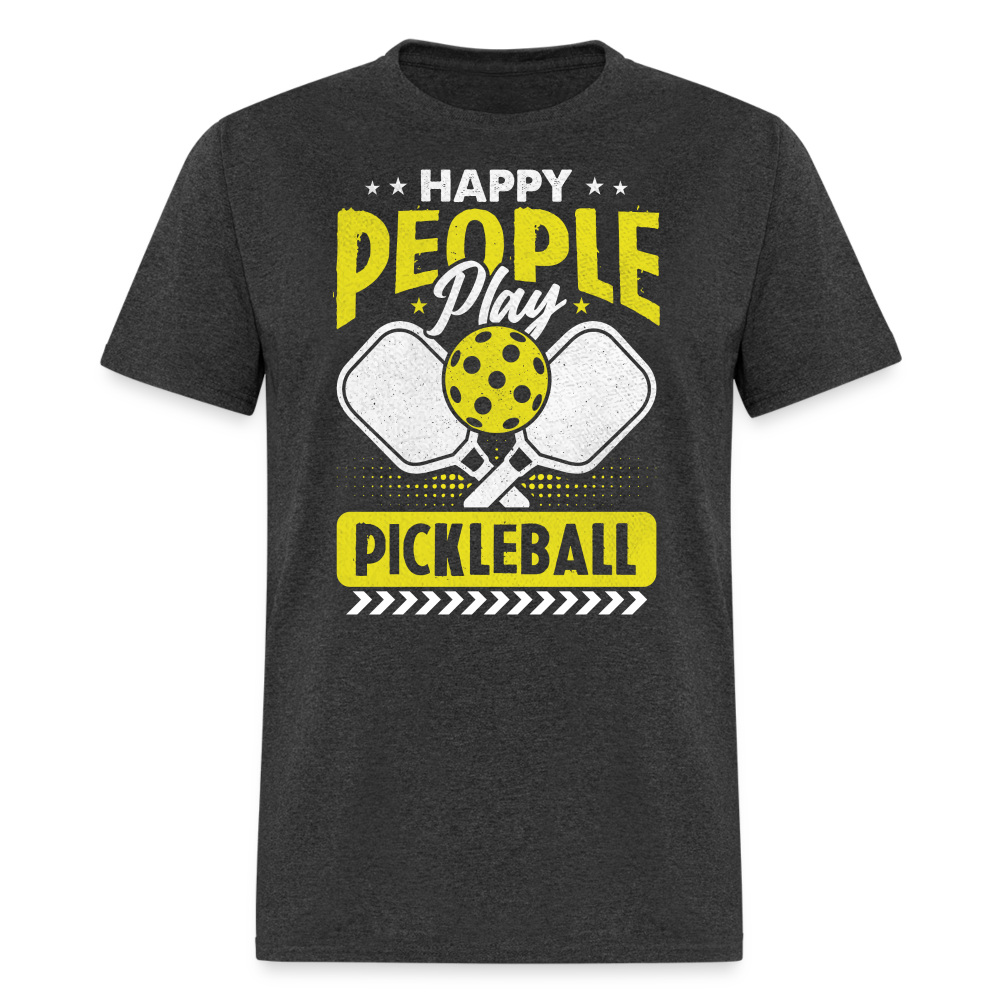 Happy People Play Pickleball T-Shirt - heather black