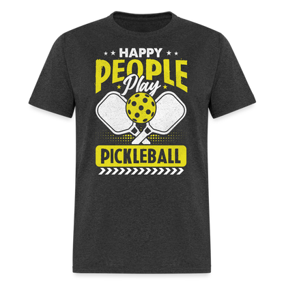 Happy People Play Pickleball T-Shirt - heather black